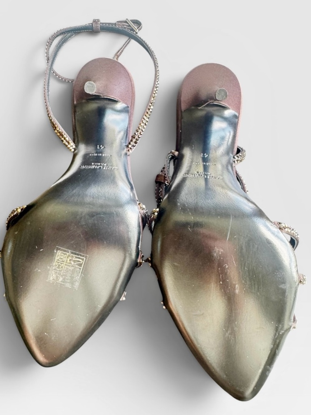 NEW!! Saint Laurent Ava Sandals in Crepe Satin with Rhinestones US 11 - Picture 4 of 5